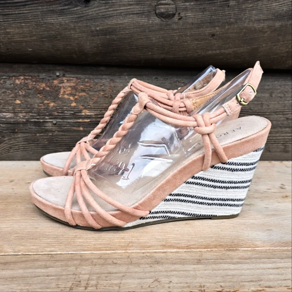 AEROSOLES Port Chester Coastal Boho Nautical Inspired Platform Wedge Sandal 9M